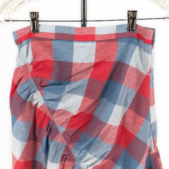 Parker Astrid Check Skirt Gingham Ruffle Asymmetrical Ruched Flounce Skirt NWT - Picture 4 of 13